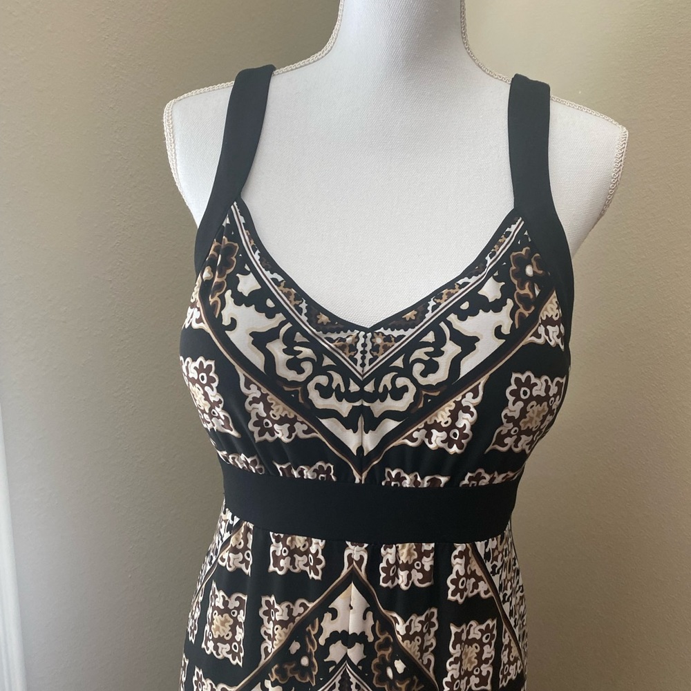 White House / Black Market black and brown patterned maxi dress